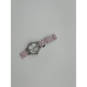 Burgi BUR071PK Women Pink Ceramic Crystal Bezel Mother of Pearl Dial Watch